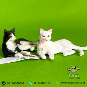فیگور گربه سیاه و سفید لم داده برند موجو - Cat Lying Black and White figure