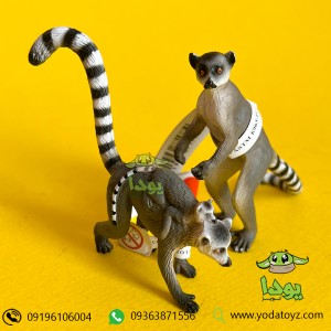 فیگور لمور دم راه راه با بچه برند موجو - Lemur with Baby figure