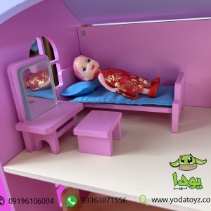 اسباب بازی خانه عروسک چوبی دخترانه رنگ صورتی - DOLL HOUSE