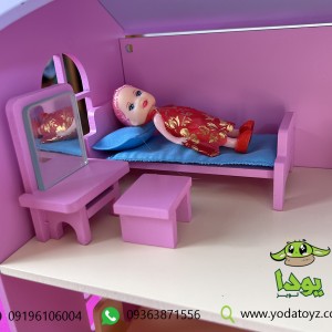 اسباب بازی خانه عروسک چوبی دخترانه رنگ صورتی - DOLL HOUSE