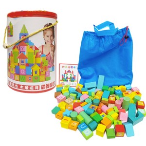 بلوک خانه سازی چوبی 100 تکه سطلی کد 57012