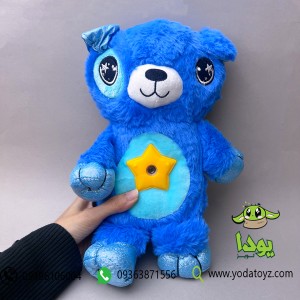 عروسک پولیشی با افکت نوری و صوتی طرح خرس مهربان رنگ آبی