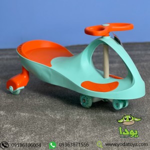 سه چرخه کودک طرح پلاسماکار چرخ ژله ای و چراغدار-سبز با نشیمن نارنجی plasmacar (new)