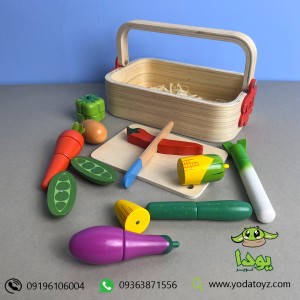 اسباب بازی برشی آهن ربایی سیفیجات چوبی با جعبه چوبی کد 397 - vegetable cut open