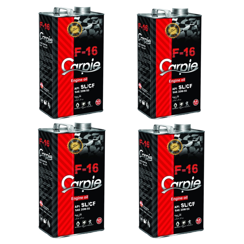روغن موتور کارپیه F16 SL/CF 20W-50 چهار و نیم لیتری جعبه 4عددی