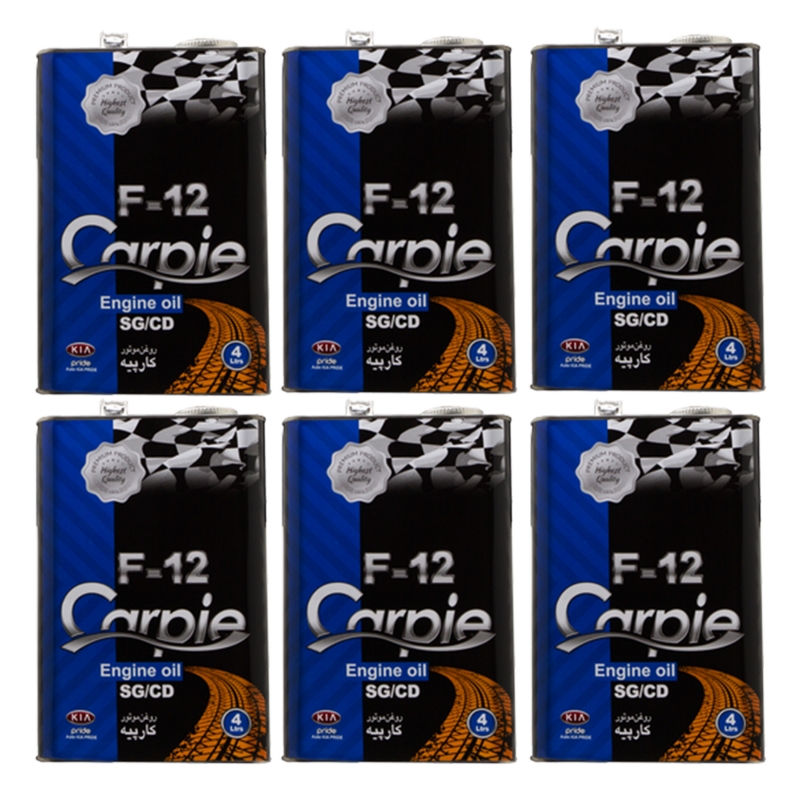 روغن موتور کارپیه F12 SG/CD 20W-50 چهار لیتری جعبه 6عددی
