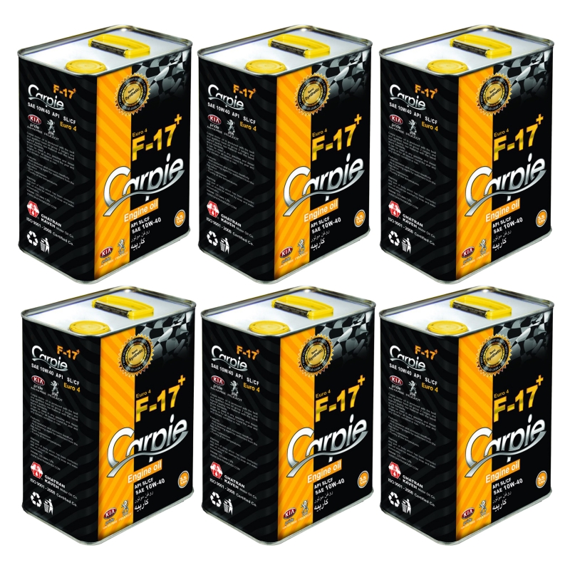 روغن موتور کارپیه F17+ SL/CF 10W-40 حجم سه و نیم لیتری جعبه6عددی