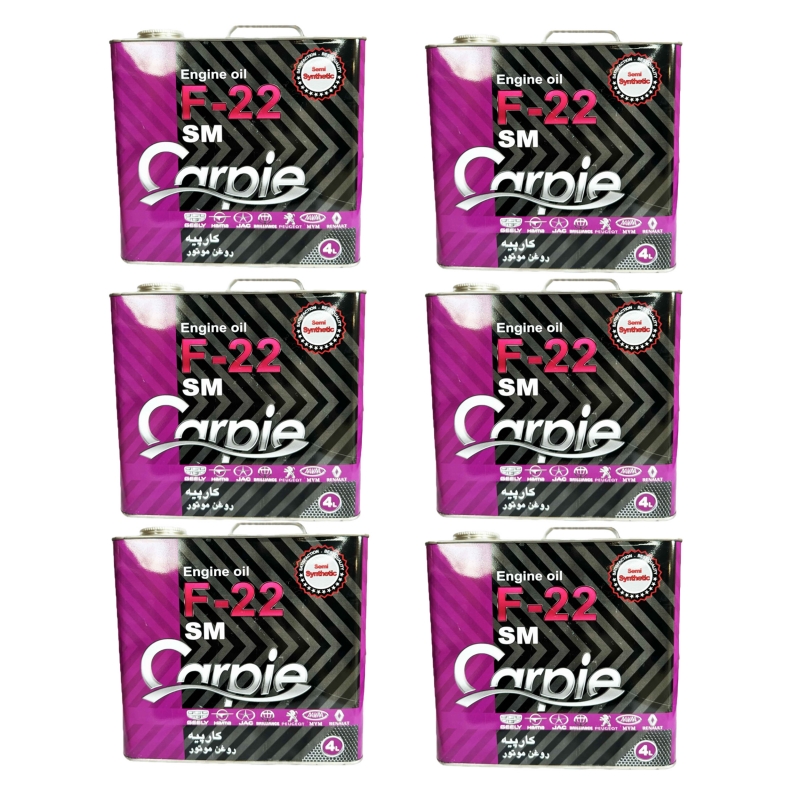 روغن موتور کارپیه F22 SM 10W-40 حجم 4 لیتری جعبه 6عددی