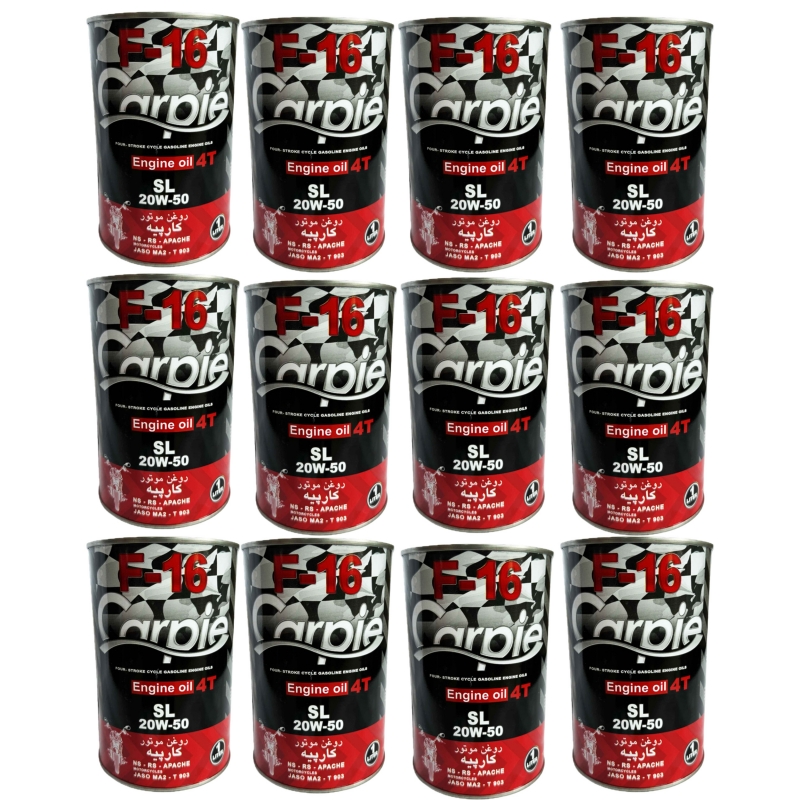 روغن موتور 20w50 کارپیه مدل f-16 حجم یک لیتر جعبه12عددی
