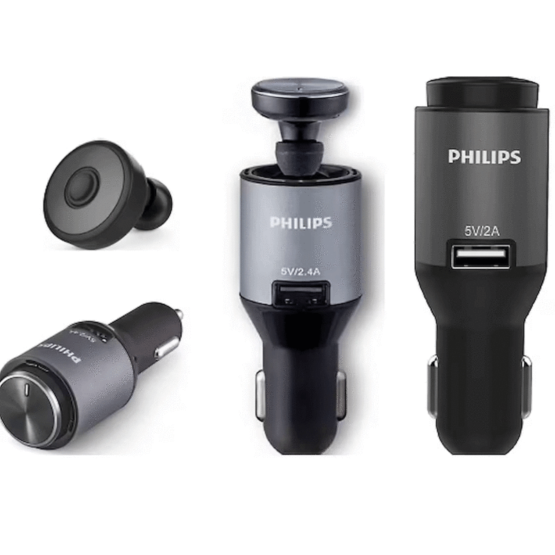 شارژر فندکی فست شارژ ماشین فیلیپس و هندزفری بلوتوث SHB1803