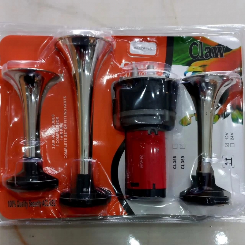 بوق سه لول بادی برقی ۱۲ ولت برند (Claw) کلاو  کروم