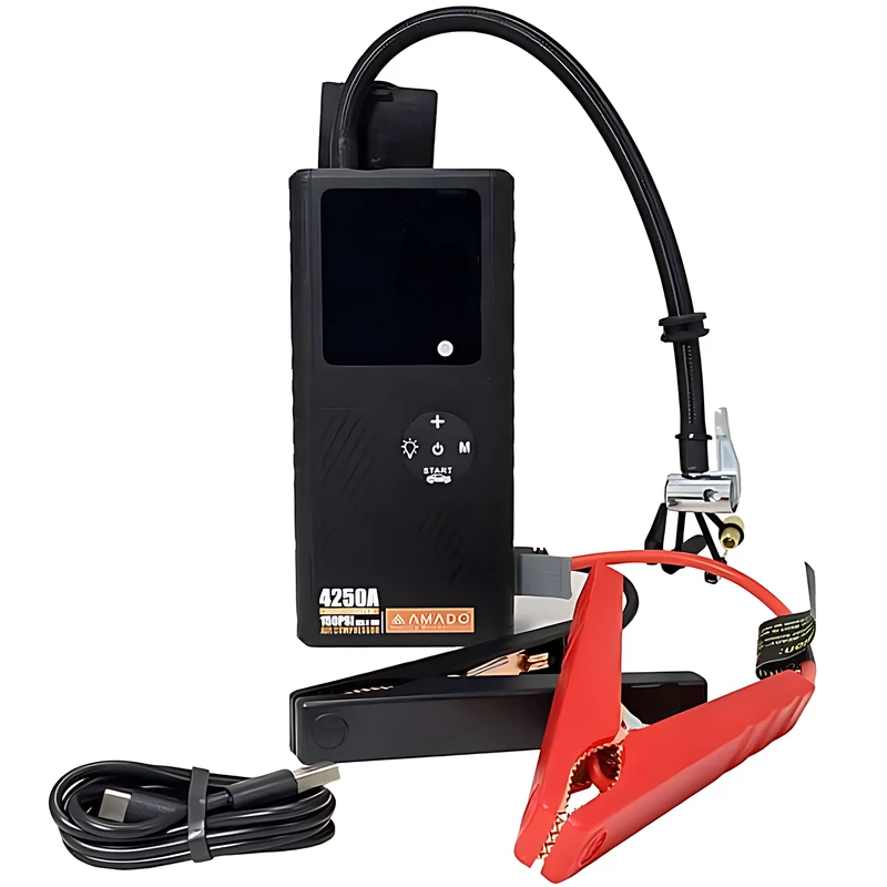 پمپ‌باد، جامپ‌استارتر، چراغ قوه و پاوربانک قابل حمل آمادو AM-CS02