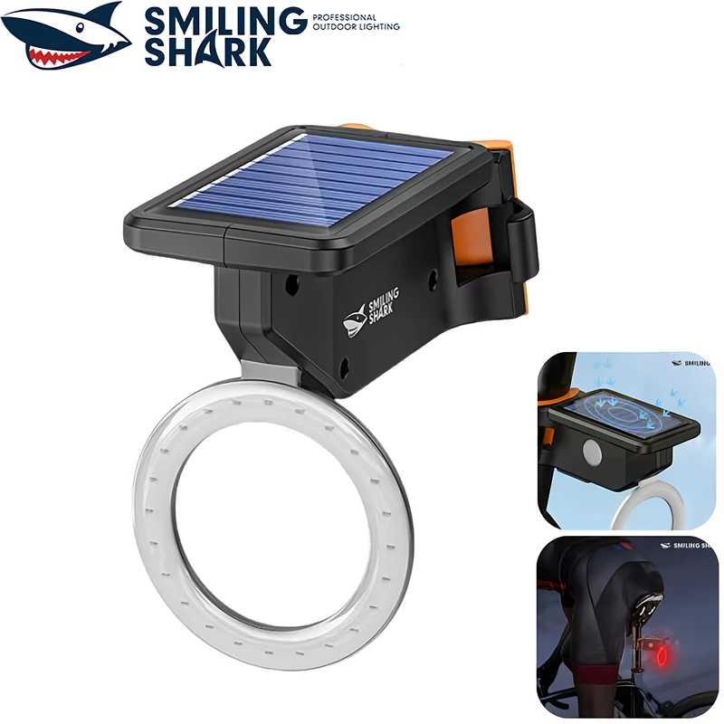 چراغ عقب دوچرخه شارژی خورشیدی ضدآب اسمایلینگ شارک CW-D396