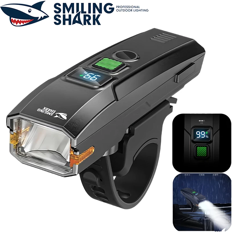 چراغ هوشمند دوچرخه اسمایلینگ شارک Smiling Shark QXD435 شارژی و ضدآب با بوق هشدار و کنترل خودکار نور