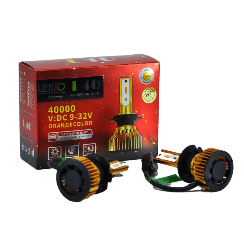 هدلایت لنزو مدل L40 پایه H7 نارنجی بسته دو عددی