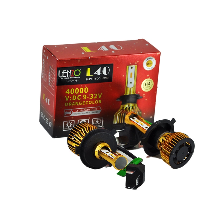 هدلایت لنزو مدل L40 پایه H4 نارنجی (بسته دو عددی)