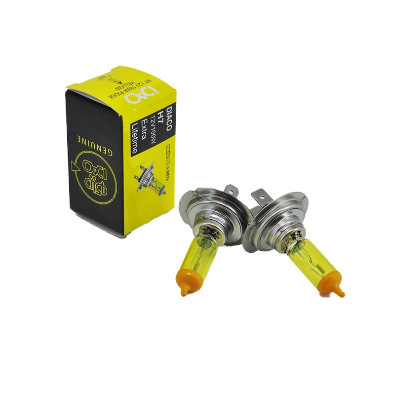 لامپ H7 بی‌سیم 12 ولت 100-90 وات رنگ زرد دیاکو