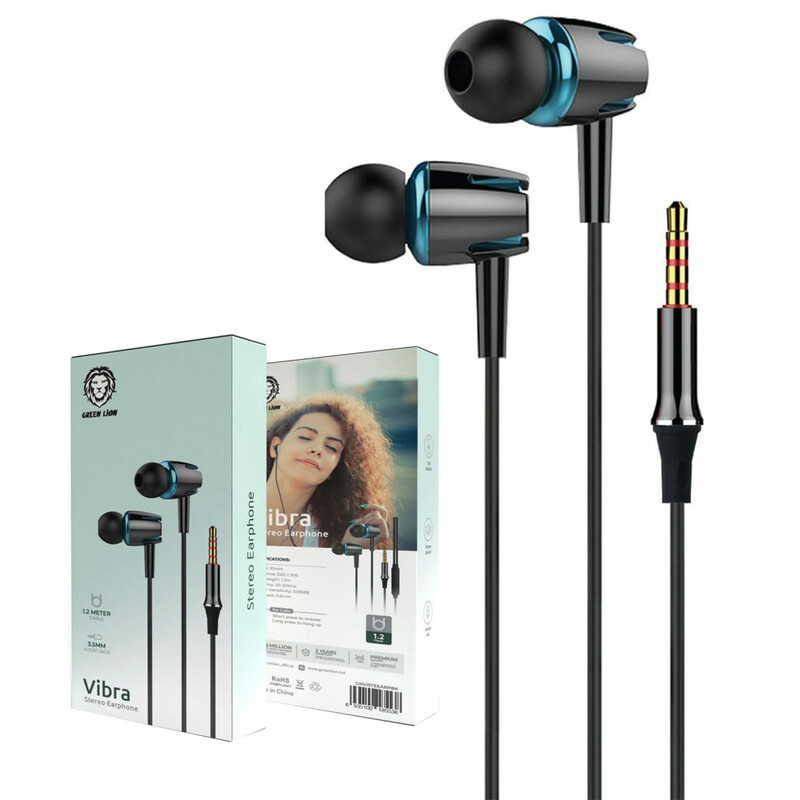 هندزفری سیمی گرین لاین اصل مدل GNVISTEEARPBK جک 3.5 میلی متری