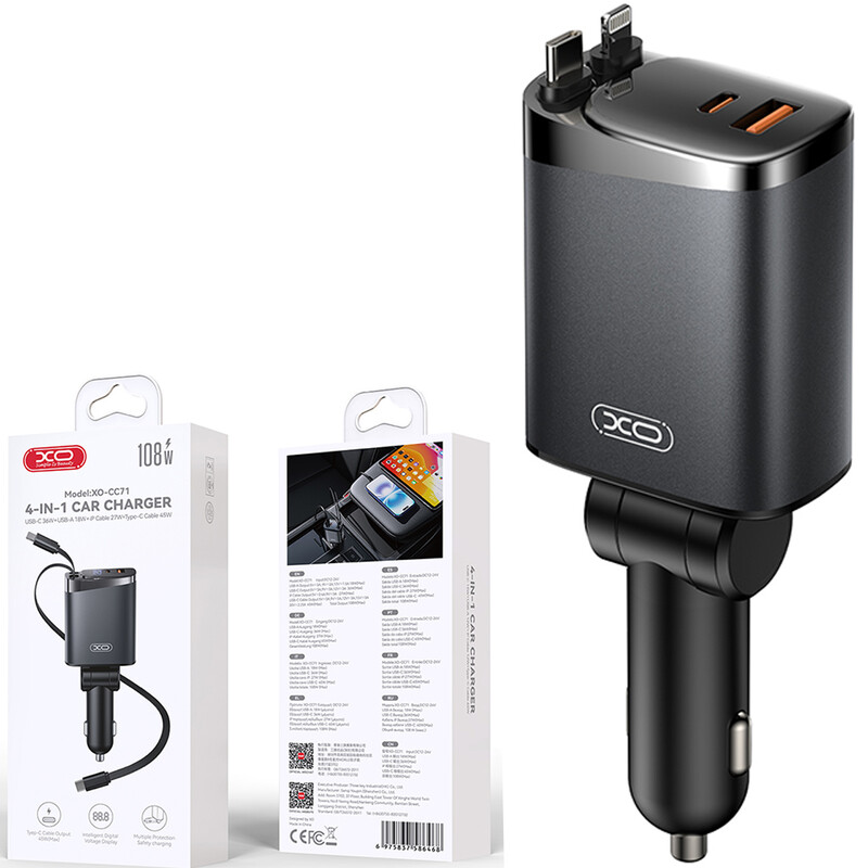 شارژر فندکی فست شارژ ایکس او XO مدل CC71 برای آیفون و اندروید