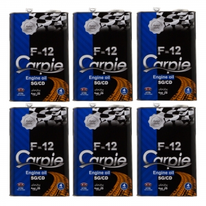 روغن موتور کارپیه F12 SG/CD 20W-50 چهار لیتری جعبه 6عددی