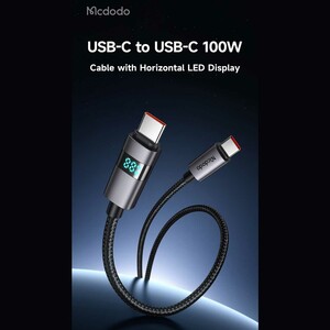 کابل کارپلی سوپر فست شارژ دو سر تایپ سی 100 وات 5 آمپر 1.2 متری مک‌دودو