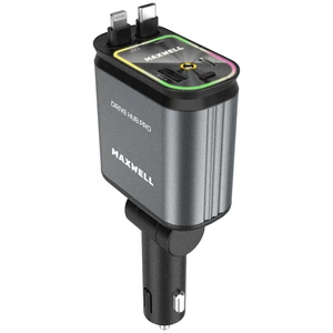 شارژر فندکی فست شارژ ماشین تایپ‌سی و یو‌اس‌بی 120 وات مکسول Maxwell Drive Hub Pro با کابل متصل تایپ‌سی و لایتنینگ