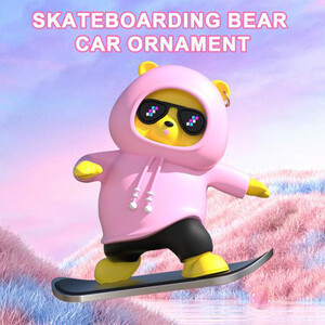 فروش دکوری خرس اسکیت‍‌‌‌ سوار صورتی خودرو