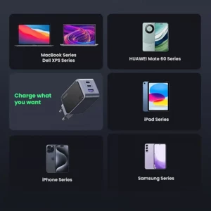 کیفیت شارژر دیواری 65 وات یوگرین با دو پورت تایپ سی و یک پورت یو اس بی