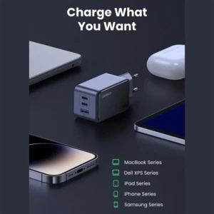 قیمت شارژر دیواری 65 وات یوگرین با دو پورت تایپ سی و یک پورت یو اس بی