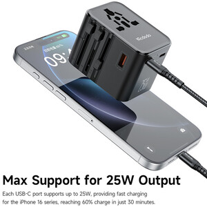 شارژر دیواری تایپ سی و یو اس بی 45 وات مک دودو