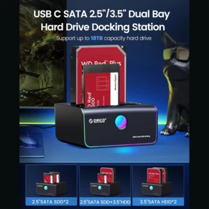 خرید داک هارد 2.5 اینچ و 3.5 اینچ 2 سینی Type-C اوریکو