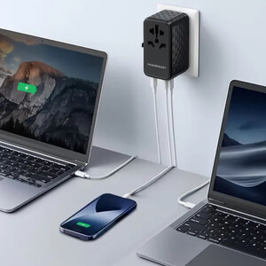 تبدیل پریز برق چندکاره 2500 وات و شارژر دیواری فست تایپ سی و یو اس بی پاورولوژی