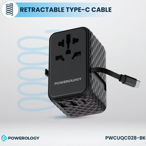 فروش تبدیل پریز برق چندکاره 2500 وات و شارژر دیواری فست تایپ سی و یو اس بی پاورولوژی