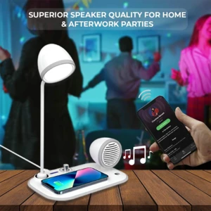 خرید چراغ مطالعه رومیزی اسپیکر دار به همراه شارژر وایرلس 15 وات