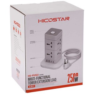 چند راهی برق 8 سوکت 2500 وات، دو USB و دو تایپ‌سی هایکواستار