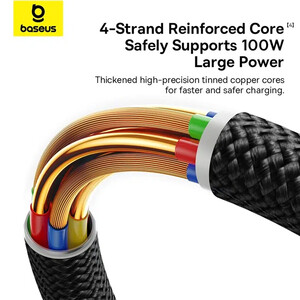 خرید کابل تایپ سی به تایپ سی باسئوس100 وات 2 متری