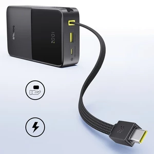 برترین پاوربانک فست شارژ تایپ سی و یو اس بی باسئوس با کابل تایپ‌سی متصل و نمایشگر دیجیتالی