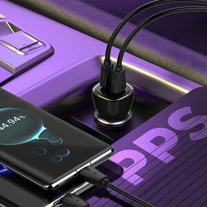 شارژر فندکی فست شارژ ماشین تایپ‌سی 60 وات الدنیو