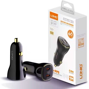 شارژر فندکی فست شارژ ماشین تایپ‌سی 60 وات الدنیو