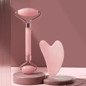 قیمت ست ممتاز غلتک رز کوارتز صورتی و سنگ ماساژ قلب گوا شا