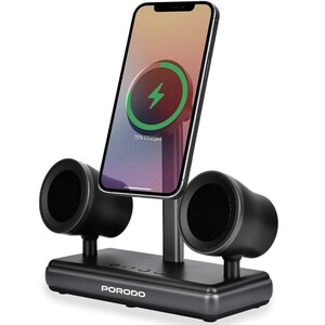 اسپیکر بلوتوثی و شارژر وایرلس پورودو Porodo PD-FWCH050-BK