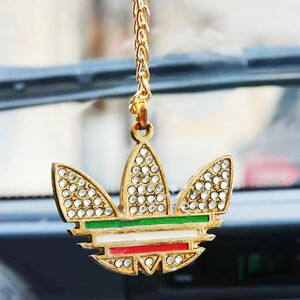 آویز تزیینی خودرو طرح آدیداس نگین دار