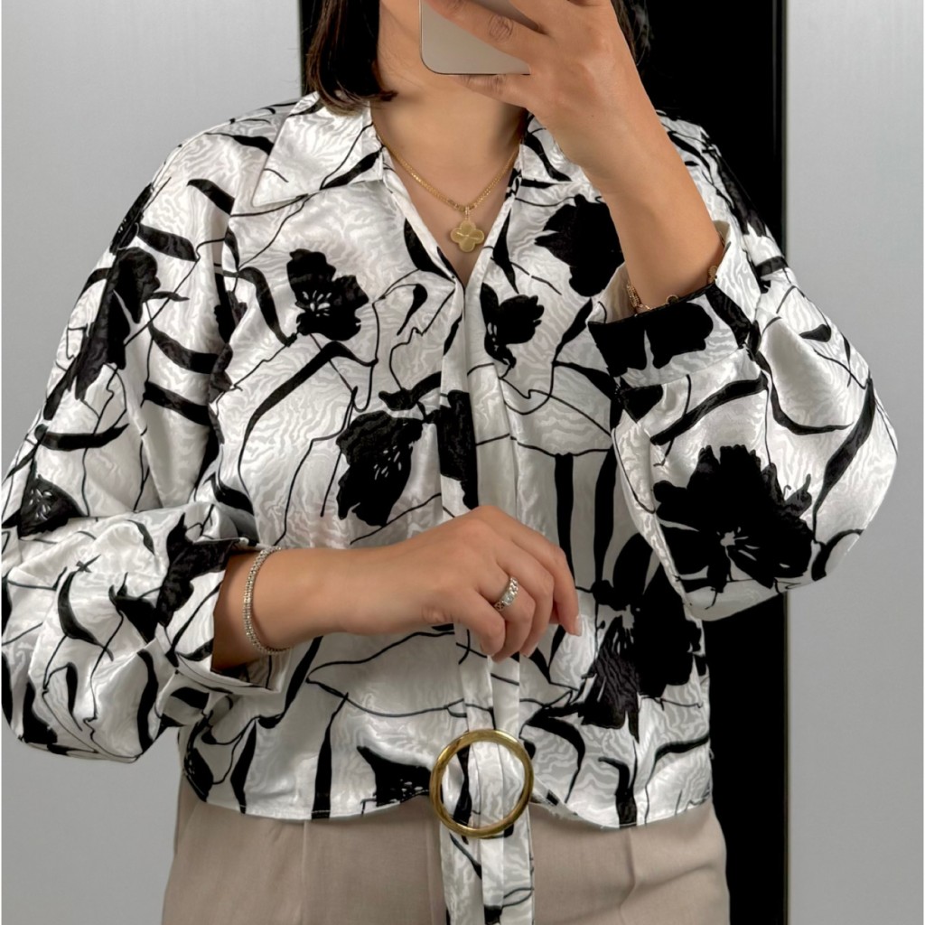 شومیز طرح دار ساتن ژاکارد کد262