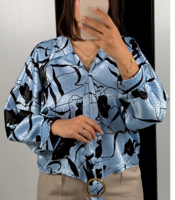 شومیز طرح دار ساتن ژاکارد کد262