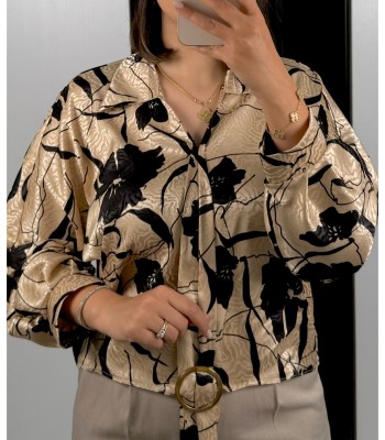 شومیز طرح دار ساتن ژاکارد کد262