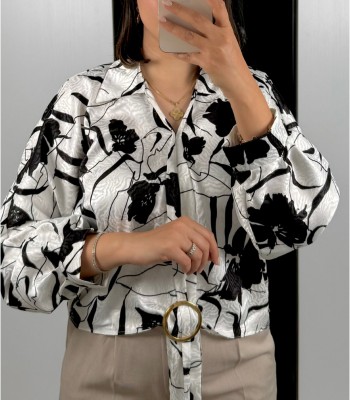 شومیز طرح دار ساتن ژاکارد کد262