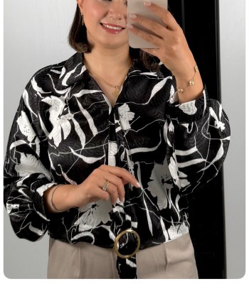 شومیز طرح دار ساتن ژاکارد کد262