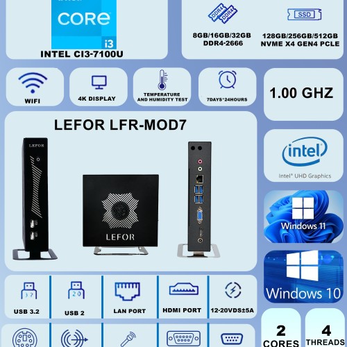 مینی پی‌سی LEFOR مدل LFR-MOD7 - مجهز به نسل 7 Core i3