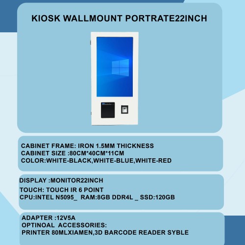 کیوسک دیواری لمسی LEFOR مدل LFR‑WP22 – مانیتور ۲۲ اینچ عمودی
