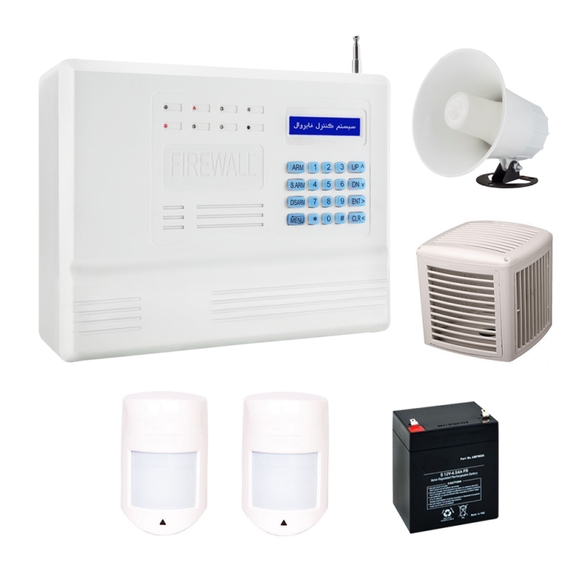 پکیج دزدگیر فایروال همراه با دو چشمی سیمی